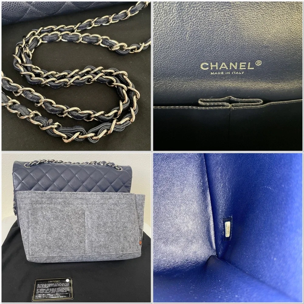 Sold Chanel Navy Caviar Maxi Double Flap bag - Picture 15 of 15